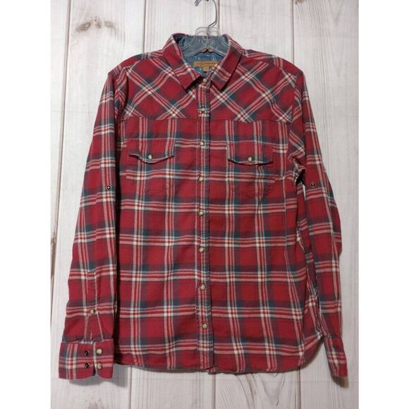 Jachs‎ Girlfriend Shirt Ladies Large Red Plaid Button Front Western - Picture 1 of 7